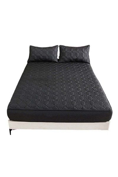 huitich Waterproof Fitted Bedding Topper Set 150 x 200 cm Black
