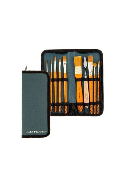 Daler Rowney Simply Acrylic Paint Σετ πινέλου με τσάντα 10 τεμαχίων
