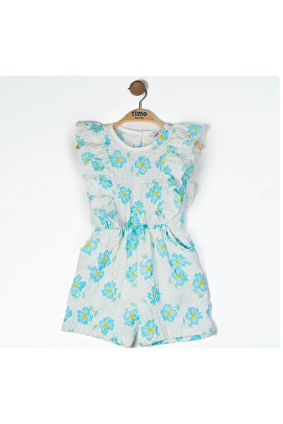 Timo Kız çocuk Çiçek Desenli Salopet Tulum