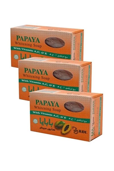 PAPAYA صابون تفتيح بالبابايا من ٣ قطع برتقالي