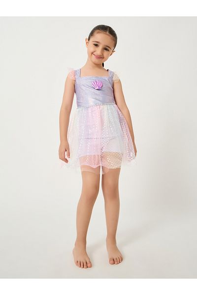 Styli Embellished Ruffle Trim Layered Swimsuit