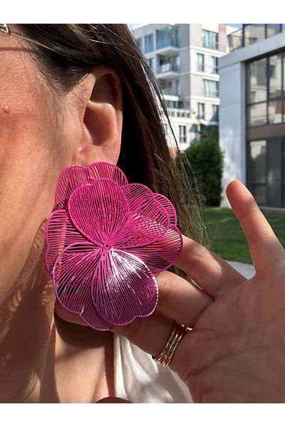 bijuxbymrv Filigree Pink Flower Earrings