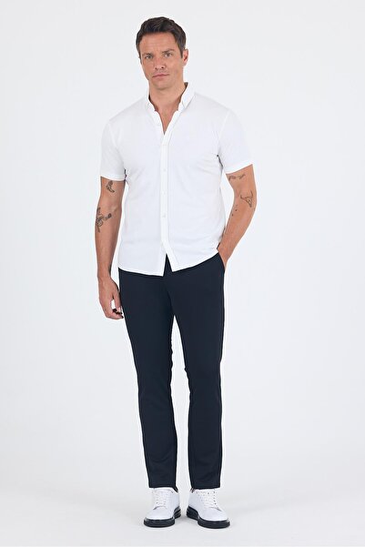 İmza Λευκό ιταλικό πουκάμισο με κοντό μανίκι με κουμπιά γιακά χωρίς τσέπη 1004250255