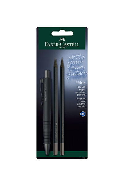 Faber Castell Polly Ball Urban 3'lü Kalem Seti, Black, Ergonomik Gövde