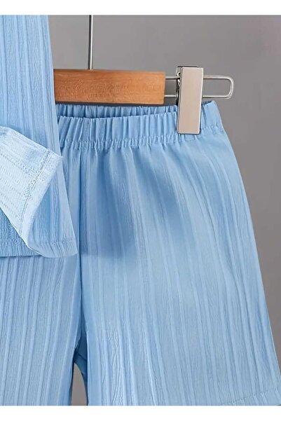 ÇEÇEN HOME Cămașă de costum 2 bucăți pentru băieți, mâneci scurte și pantaloni scurți