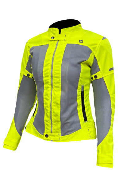 Xspeed Luna Yazlık Fileli Korumalı Kadın Motosiklet Montu Yeni Sezon Neon Gri