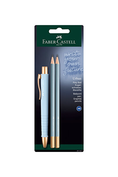 Faber Castell Polly Ball Urban 3'lü Kalem Seti, Sky Blue, Ergonomik Gövde