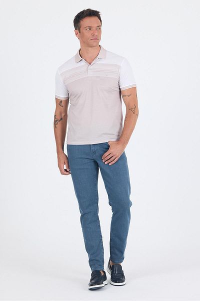 İmza Tricou slim cu mânecă scurtă, imprimat, cu guler polo, fără buzunare 1011250166