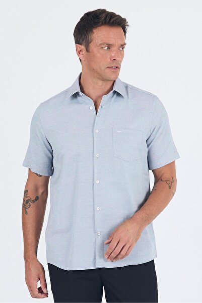 İmza Σκούρο μπλε ναυτικό πουκάμισο με σκληρό γιακά, κοντό μανίκι, τσέπες και ...