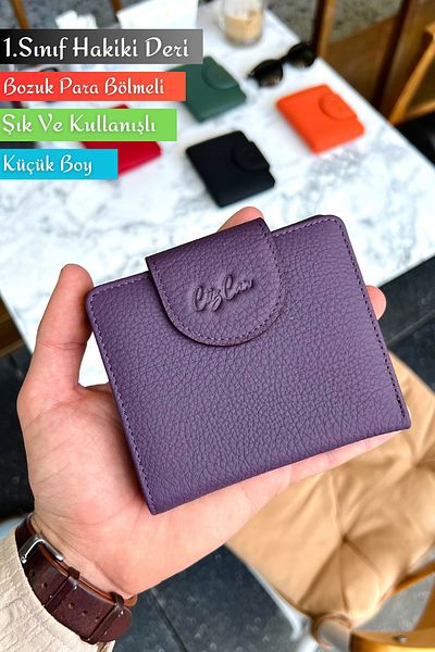 CüzCan Miosa Plum Genuine Leather Women's Wallet Small Size Stylish and Convenient