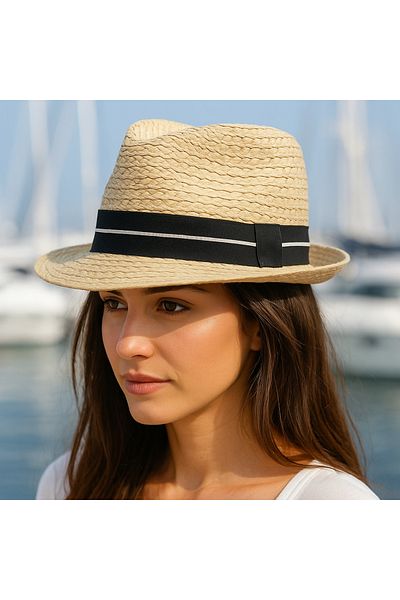LAGRANZE Women's Straw Fedora Hat