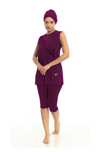 Differend Zero Sleeve Semi-Hijab Swimsuit