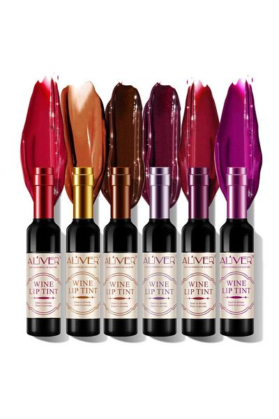 ALİVER Set of 6 Premium Matte Transfer-Resistant Lipsticks, Aliver Wine Lip Tint Waterproof, 7 g X 6 pcs
