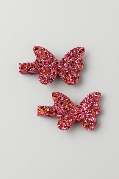 Magu Girl's Pink Glitter Butterfly Buckle Set (Piece of 2)