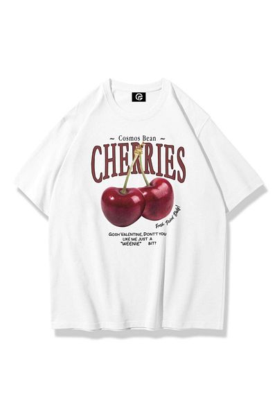 Gofeel Unisex Cherry Tshirt Λευκό