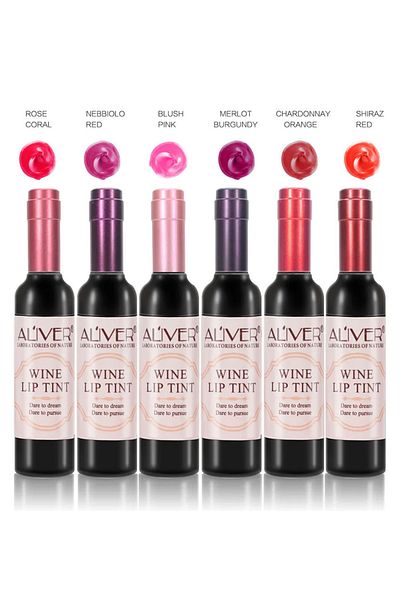 ALİVER Set of 6 Premium Matte Transfer-Resistant Lipsticks, Aliver Wine Lip Tint Waterproof, 7 g X 6 pcs