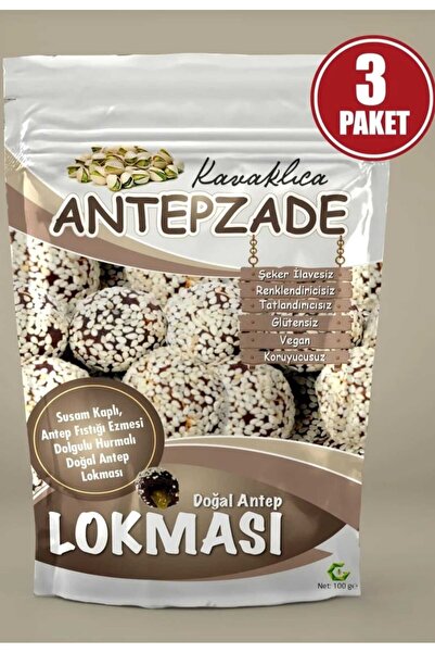 KAVAKLICA ANTEPZADE susam kaplı fıstık ezmesı dolgulu hurma topu net 100 (3 paket (3 * 100 g) )