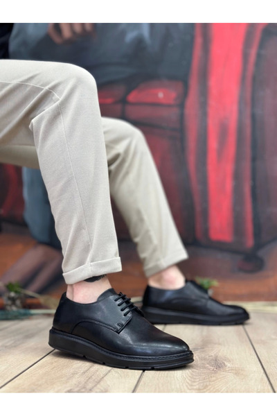 Generic Brand BA0003 Laced Classic Black High Black Sole Casual Men's Shoes