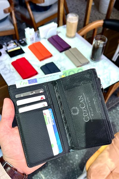 CüzCan Jesi Black Genuine Leather Women's Wallet Medium Size Stylish and Convenient