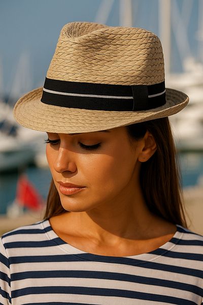 LAGRANZE Women's Straw Fedora Hat