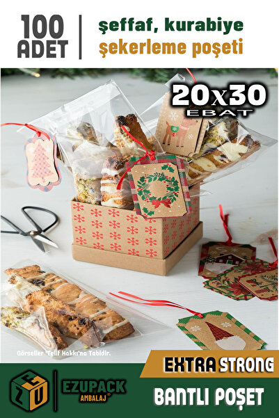 ASTOR AMBALAJ 20X30 100Ad Kurabiye Şeker Parti Baby Shower Doğum günü Hediyelik Kendinden Yapışkanlı Jelatin Poşet