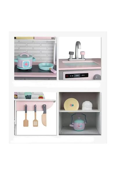 LITTLE ANGEL Kids Wooden Kitchen Set – Pretend Cooking Toy With Accessories