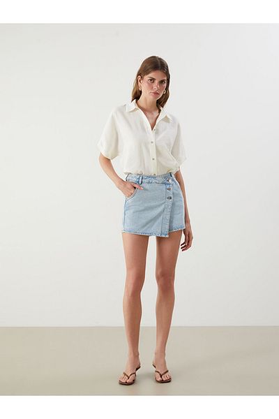 LC Waikiki colecție de vară Standard Fit Femei Jean Shorts Fusta oraș