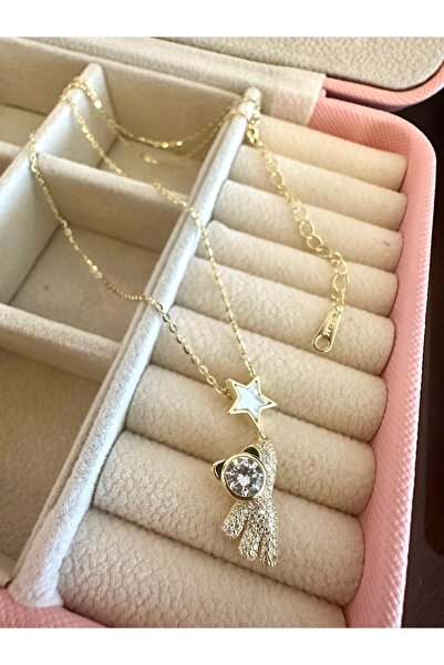 925 ayar gümüş Teddy tek taşlı Kolye
