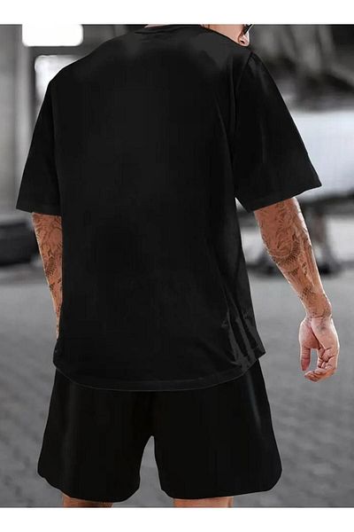 LUNAVISTA Men's letter Printed t-shirt and shorts set
