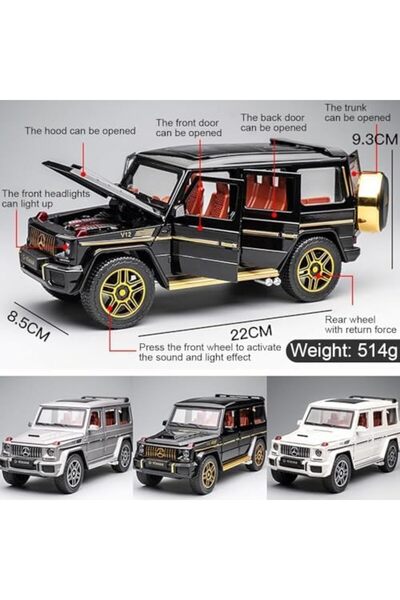 Wemart Exquisite Car Model 1/24 Zinc Alloy Pull Back Toy Car with Sound and Light for Kids (Black)