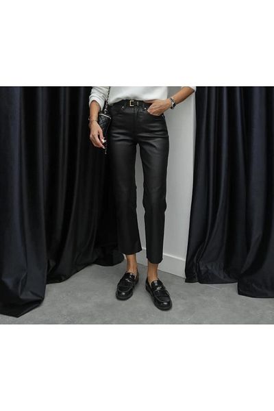 the comrades Black Waxed Oversize Fit Jean Trousers