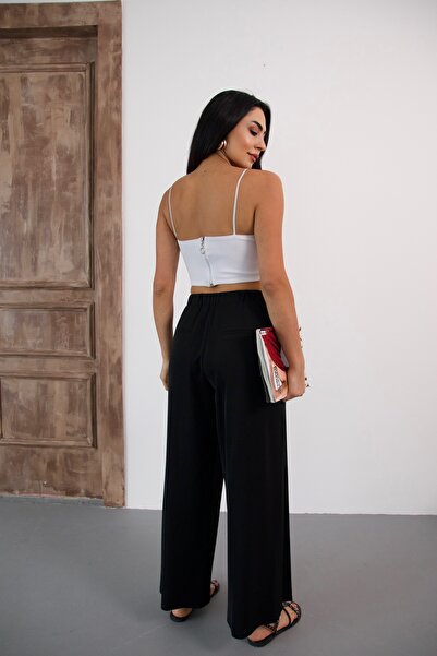 MORE MOSS ÜÇ PİLELİ CEPLİ PALAZZO PANTOLON