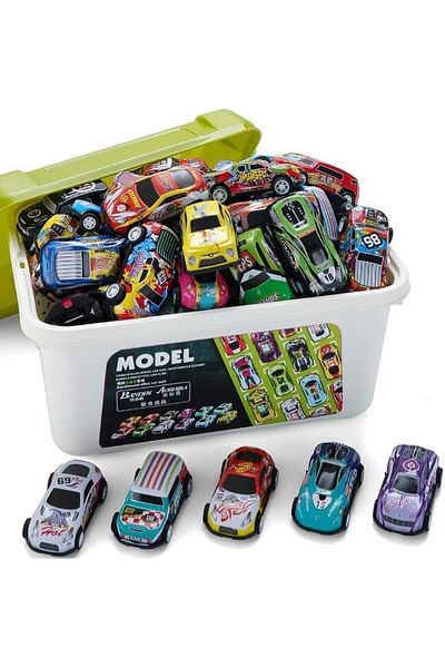 Fun Moment 30 Pcs Pull Back Cars Multiple Shapes with Storage Box