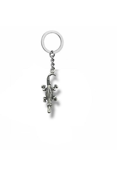 Herşey Nota Lizard Totem – Unisex Metal Keychain with Lizard Figure