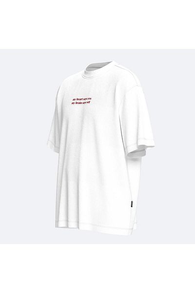 Shout Oversize Το καρδιά μου λέει ναι Το εγκέφαλό μου λέει WTF Unisex T-Shirt