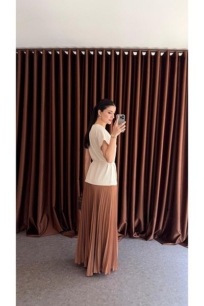 HAZELANNA Waist Detailed Pleated Long Dress