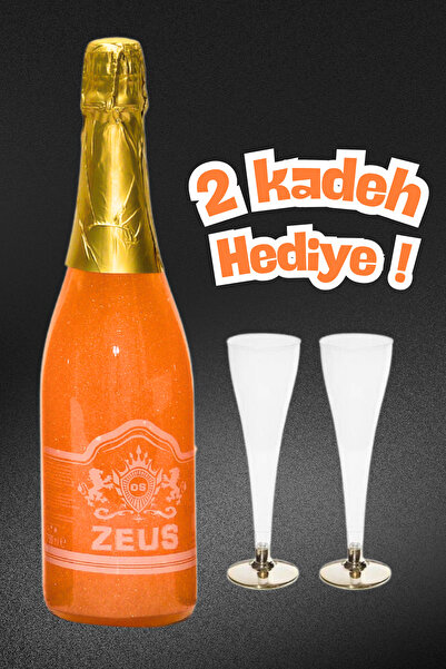 OS ZEUS Kadeh Hediyeli Alkolsüz Şampanya - Mango Aromalı Turuncu