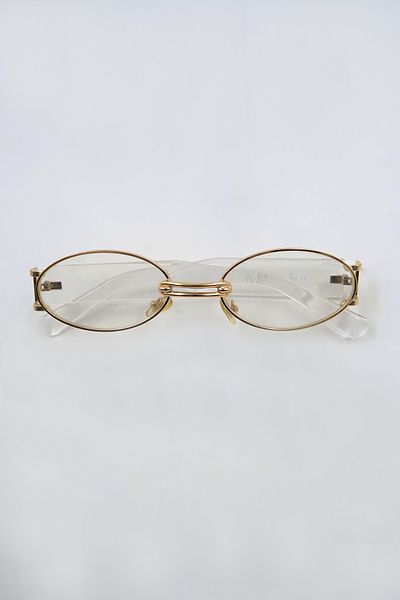 VAGGON Women's Gold Oval Cut Metal Gold Framed Transparent Sunglasses Prmx13869