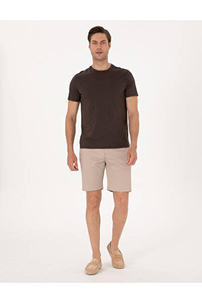 Pierre Cardin Bej Slim Fit Dokuma Şort 50308132-VR011