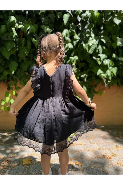 Minizade Girls Kids Baby Zero Sleeve Ruched Muslin Birthday Wedding Party Special Occasion Festive Summer Dress