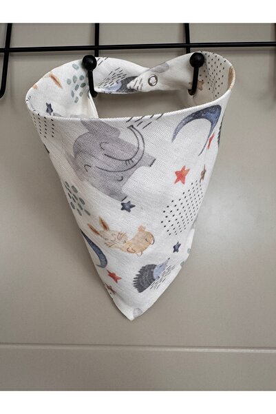 Unisex Bebek %100 Organik Pamuklu Baskılı Müslin Çıtçıtlı Bebek Salya Önlük & Fular Tekli Kirpi