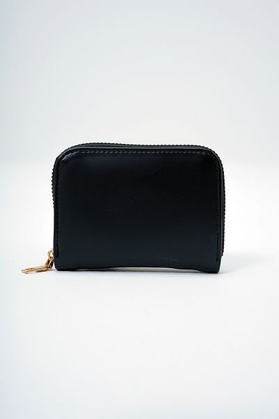VAGGON Women's Black Faux Leather Card Holder Size Zippered Mini Wallet Prmx14076