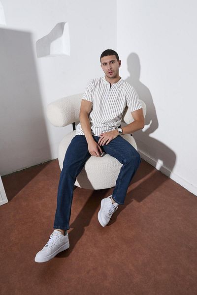 DAMGA JEANS Мъжки гъвкави широки дънки baggy тъмносини