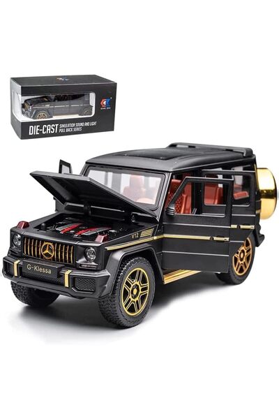Wemart Exquisite Car Model 1/24 Zinc Alloy Pull Back Toy Car with Sound and Light for Kids (Black)