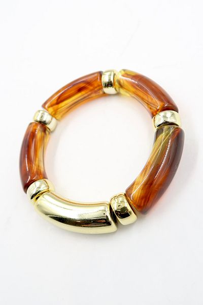 VAGGON Women's Brown Gold Detailed Bone Elastic Bracelet Prmx13820