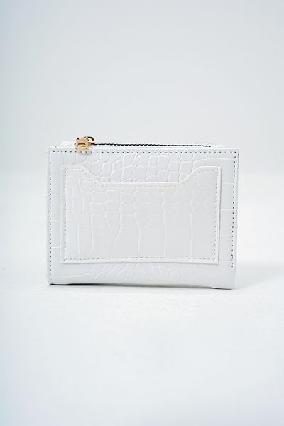 VAGGON Women's White Faux Leather Croco Pattern Wallet with Paper and Coin Compartment Card Holder Prmx14082