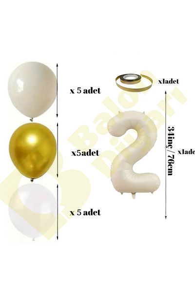 BALON DİYARI Σετ μπαλόνι γενεθλίων 🎂 |   Χρυσό 🤍   Λευκό 🤎   Θαλασσινή άμμος |   Συμπεριλαμβανομένου του αριθμημένου αλουμινόχαρτου μπαλονιού και πανό!