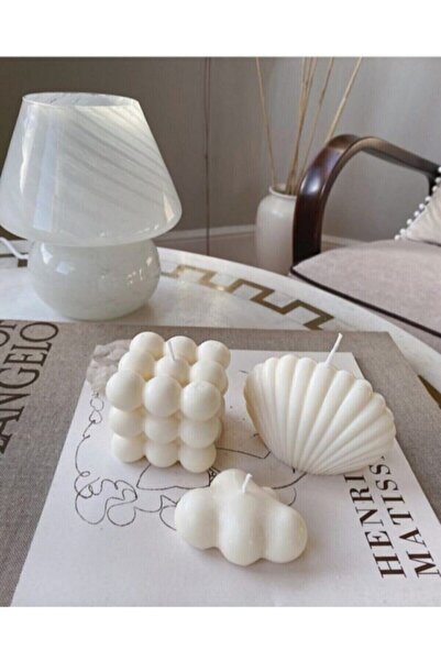 Bernami Pinterest set od 3 sveća u obliku oblačića i školjki, mirisne, bele, ...
