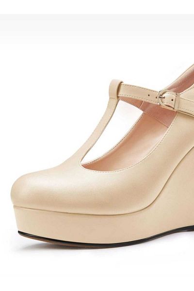 AYDOĞDU by ünal Beige Skin Posted Wedge Sole Evening Dress Women's Shoes