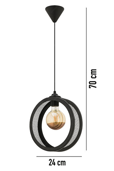 LUMINZO Hola 24 cm Siyah Modern Avize Sarkıt Salon Mutfak Kuaför Cafe Lamba Dekoratif Aydınlatma